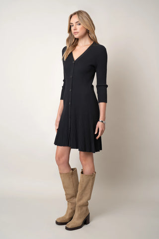 Cyrus - The Button-Front Knit Dress Black / L Cyrus - The Button-Front Knit Dress Black / L