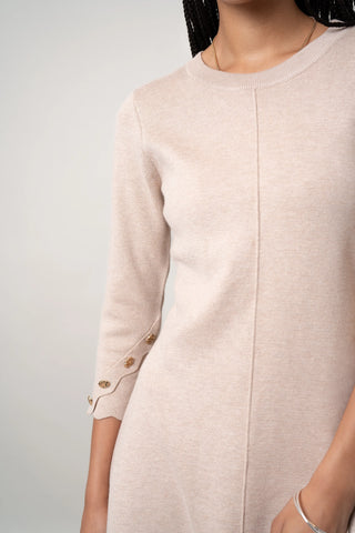 nine britton trinity knit scalloped dress Cooper Scalloped Neckline Pointelle Midi Dress / White | MESHKI