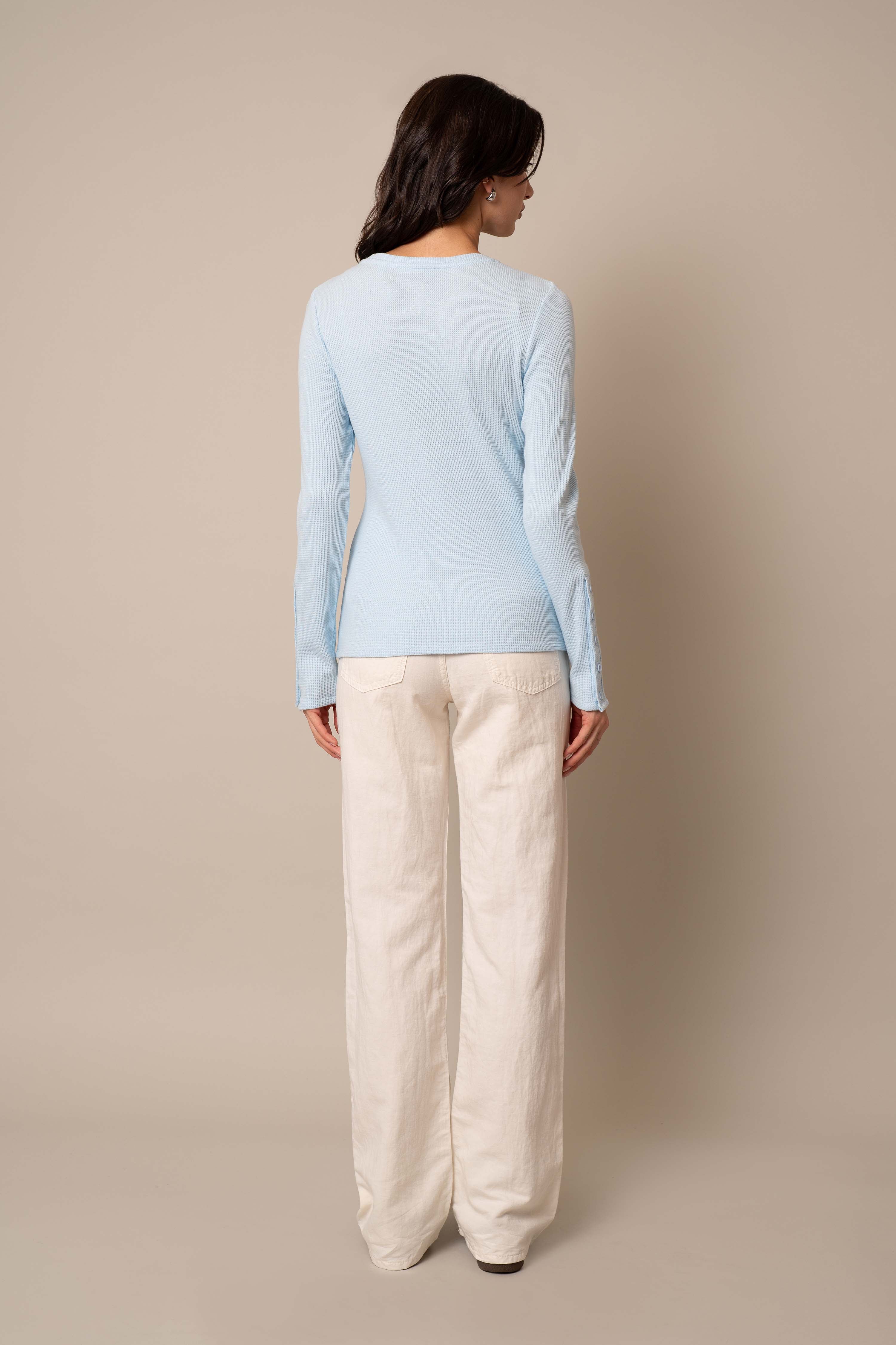 Cyrus - Waffle Long Sleeve Crew Neck Top