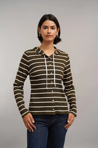 The Striped Hooded Top