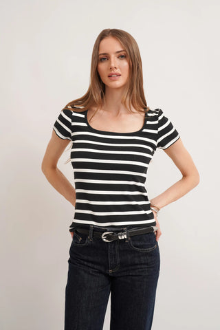 The Striped Square Neck Tee