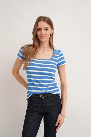 The Striped Square Neck Tee