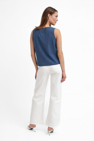The Denim Knit Tie-Front Vest