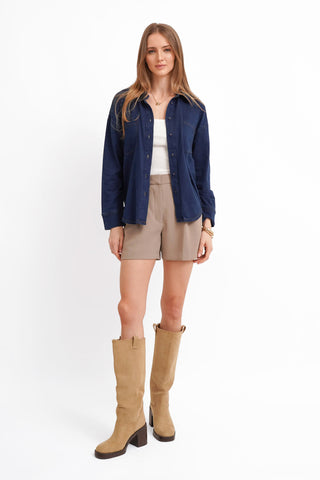 The Denim Knit Button-Up Shirt