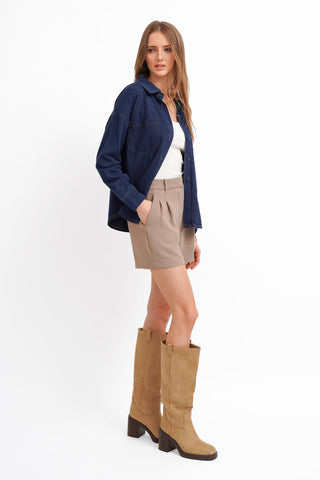 The Denim Knit Button-Up Shirt