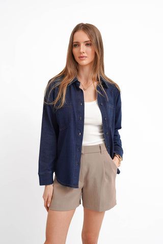 The Denim Knit Button-Up Shirt