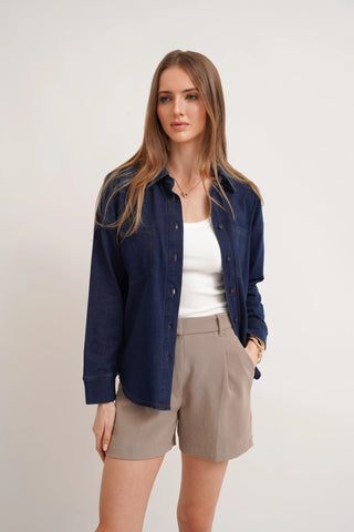 The Denim Knit Button-Up Shirt