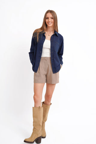 The Denim Knit Button-Up Shirt
