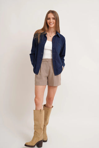 The Denim Knit Button-Up Shirt
