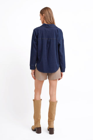 The Denim Knit Button-Up Shirt