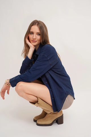 The Denim Knit Button-Up Shirt