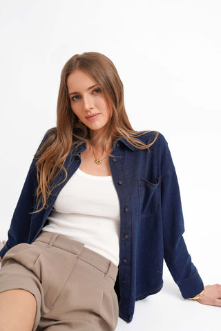 The Denim Knit Button-Up Shirt