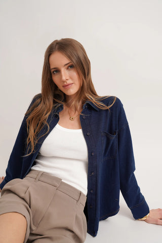 The Denim Knit Button-Up Shirt