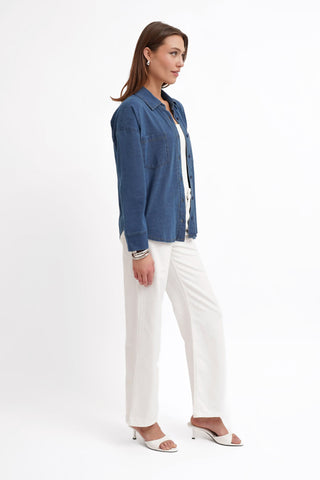 The Denim Knit Button-Up Shirt