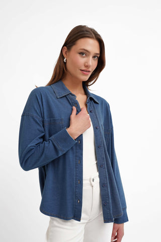 The Denim Knit Button-Up Shirt