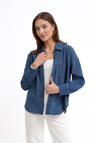 The Denim Knit Button-Up Shirt