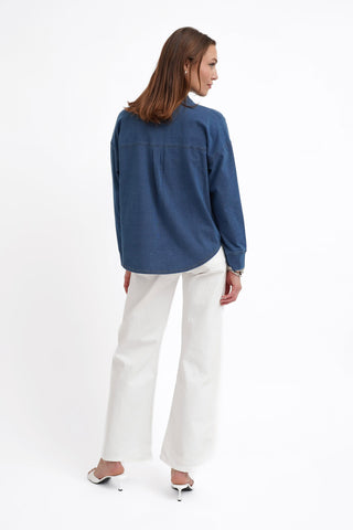 The Denim Knit Button-Up Shirt