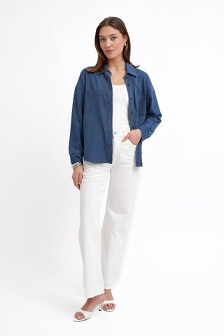 The Denim Knit Button-Up Shirt