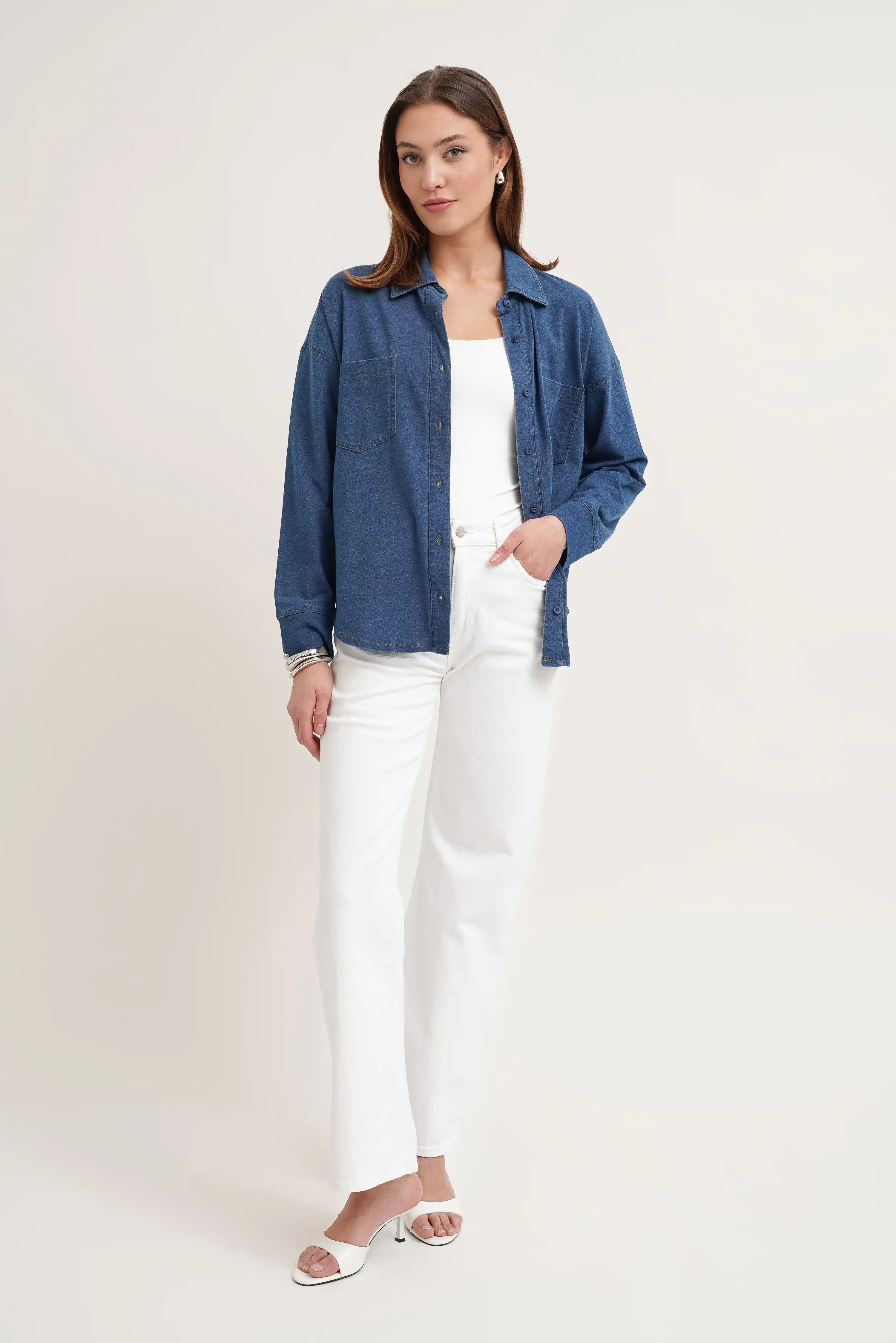 The Denim Knit Button-Up Shirt