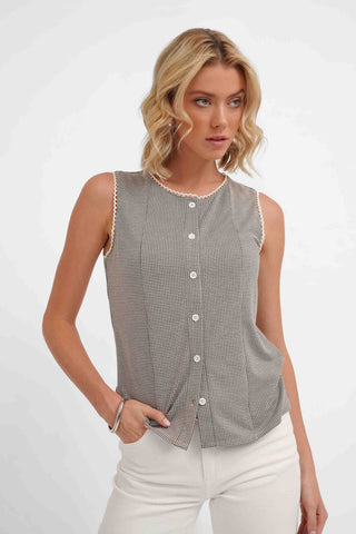 The Gingham Button Shell