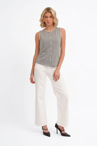 The Gingham Button Shell