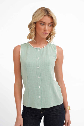 The Gingham Button Shell