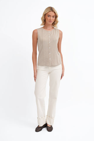 The Gingham Button Shell