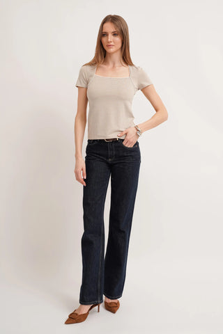 The Gingham Trim Scoop Tee