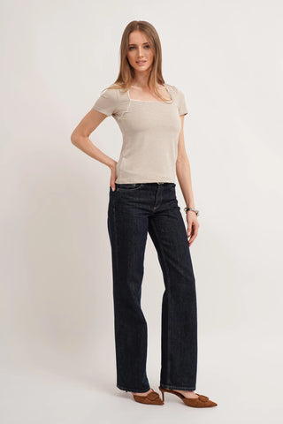 The Gingham Trim Scoop Tee