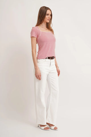 The Gingham Trim Scoop Tee