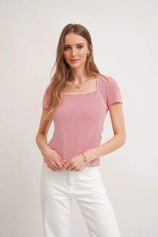 The Gingham Trim Scoop Tee