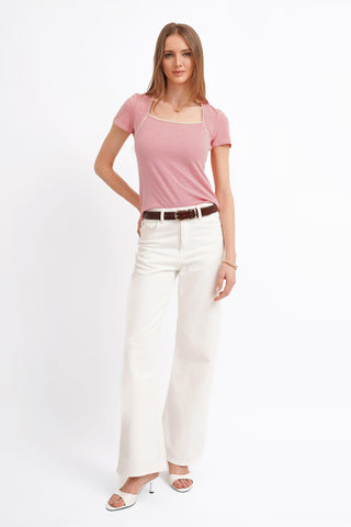 The Gingham Trim Scoop Tee
