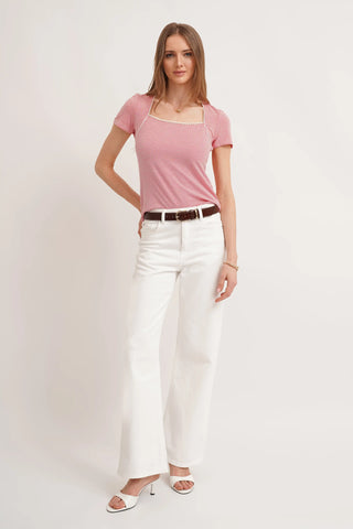 The Gingham Trim Scoop Tee