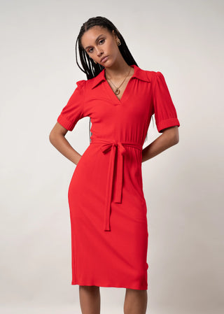 The Belted Knit Midi Dress