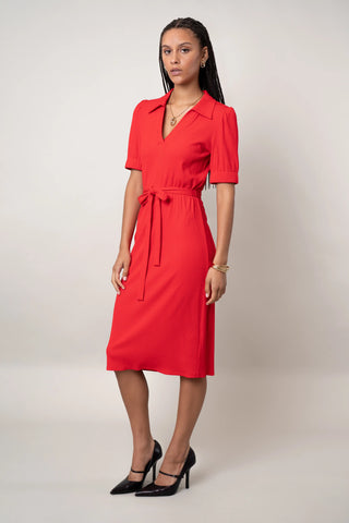 belted knit dress Brigitte Ribbed Long Sleeve Belted Sweater Midi Dress