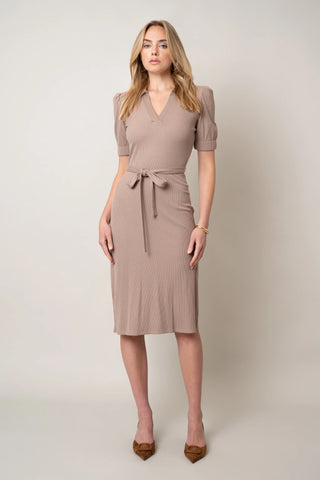 The Belted Knit Midi Dress