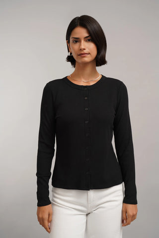 The Ribbed Button Front Top
