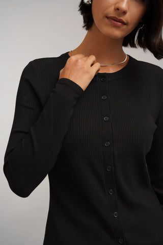 The Ribbed Button Front Top