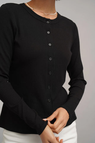The Ribbed Button Front Top