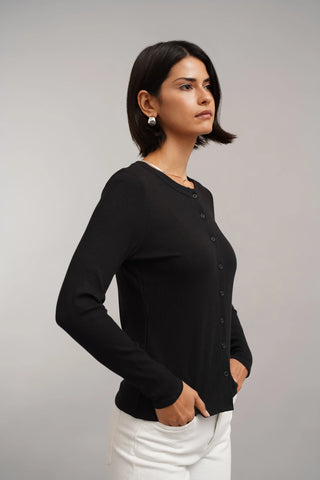 The Ribbed Button Front Top