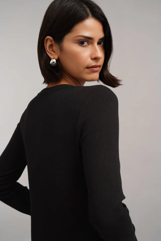 The Ribbed Button Front Top