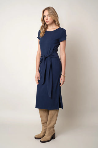 waist knot midi dress Enjoytime Women's Wrap Midi Dress V-Neck Short Sleeve Knot Waist Casual Dress Beach Vacation Plus Size Summer Dresses