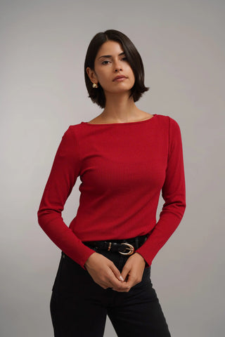 The Ribbed Boat Neck Top