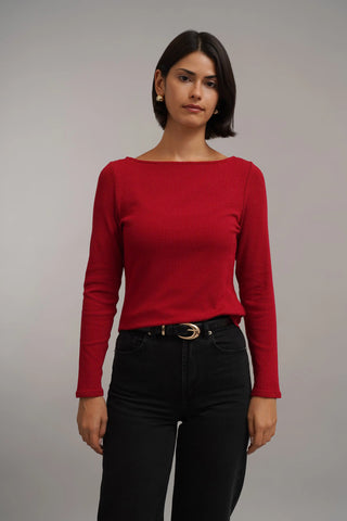 The Ribbed Boat Neck Top