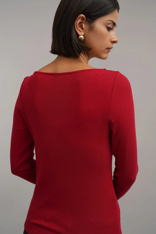The Ribbed Boat Neck Top