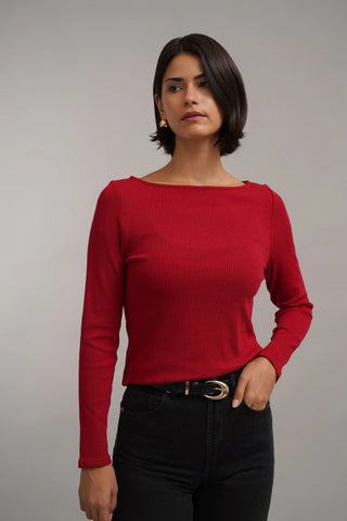 The Ribbed Boat Neck Top