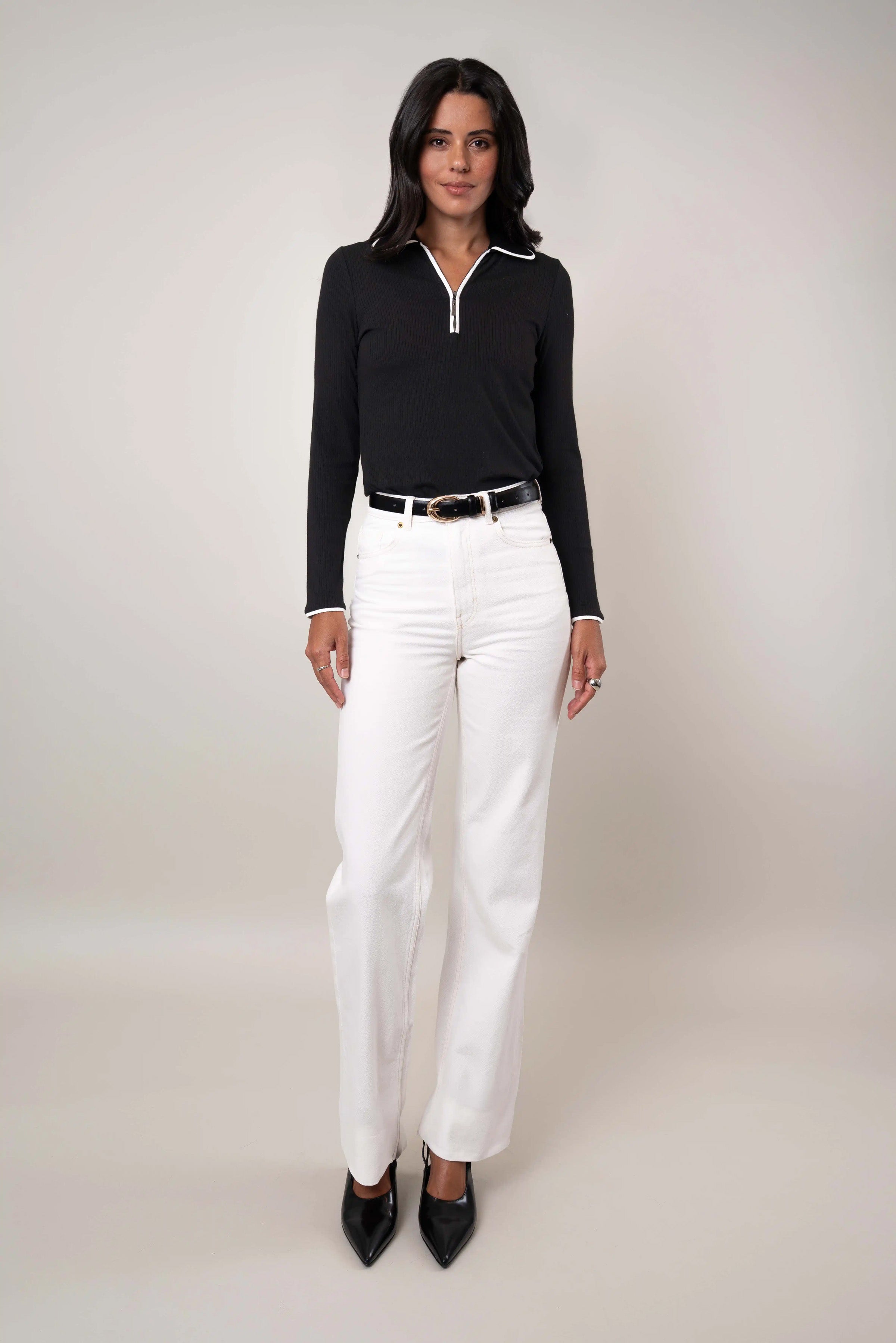 Cyrus - The Contrast Trim Zip Top