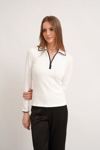 The Contrast Trim Zip Top