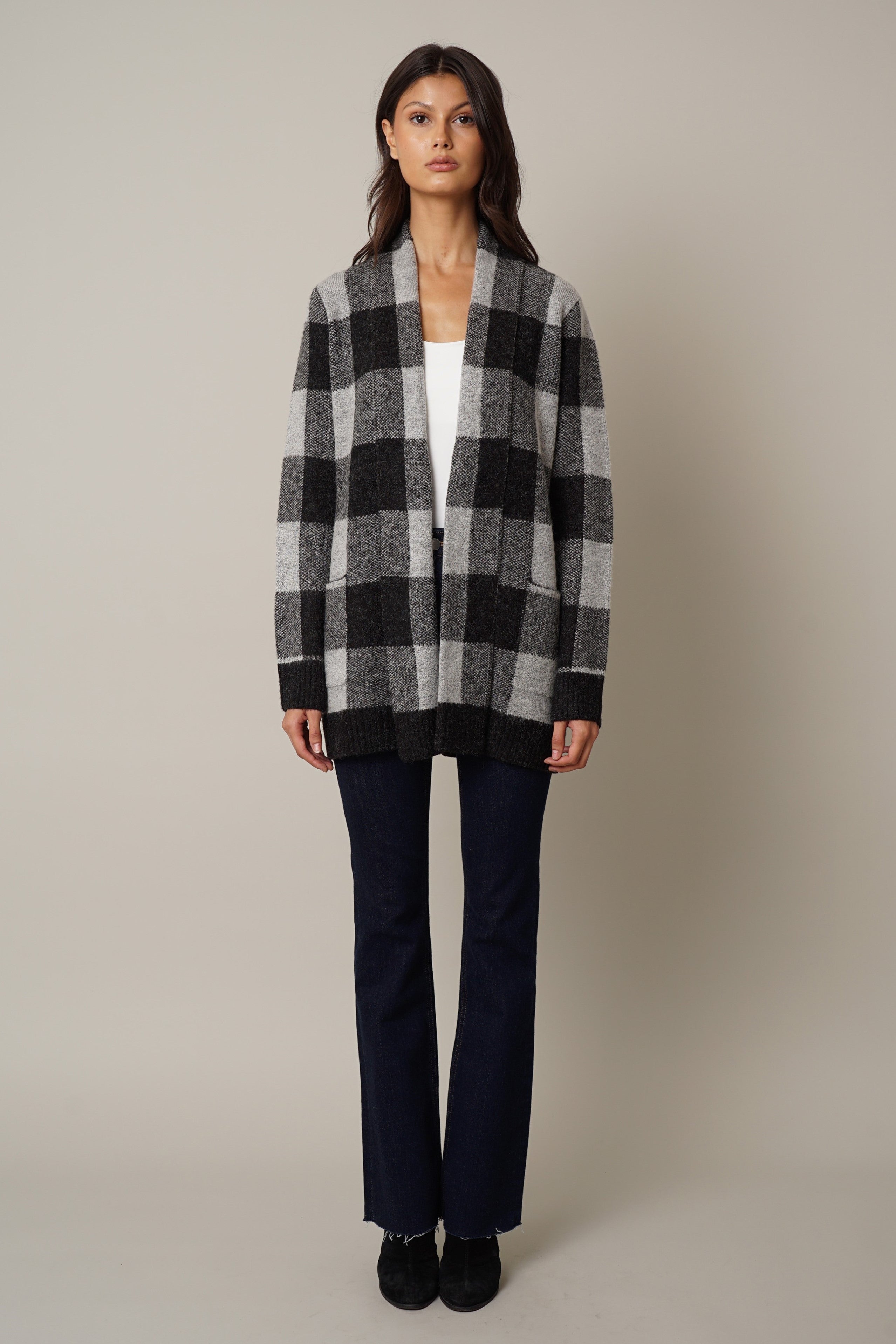 Plaid coatigan deals